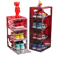 Boîte à chaussures rectangulaire en plastique magnétique de haute qualité, lot de 6, transparente, pour les amateurs de sneakers