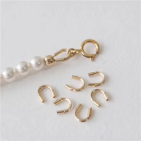 A2857 Conector de alambre en forma de U de oro laminado de 14k auténtico, protectores de cable, terminales y cierres para joyería permanente DIY
