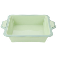 Moule à gâteau en silicone avec cadre en fer, plaque de cuisson carrée antiadhésive pour four, micro-ondes, congélateur, style nordique avec poignées anti-brûlure