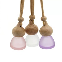 Nouveau design – Diffuseur de voiture suspendu en verre dépoli de 8 ml avec bouchon en bois pour huiles essentielles et parfums
