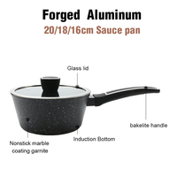 Ensemble de 10 ustensiles de cuisine antiadhésifs, design vintage, compatible induction, grande casserole en aluminium noir granité, ustensiles de cuisine plats