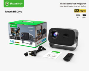 โปรเจคเตอร์รุ่นใหม่ HT30pro หมุนได้ 180 องศา สำหรับเล่นเกมระดับมืออาชีพ จอ LCD ขนาดเล็ก 4k ระบบ Android 13 ความสว่าง 120 ลูเมนส์ รับประกัน 1 ปี สำหรับใช้ในบ้าน - Product Image 5