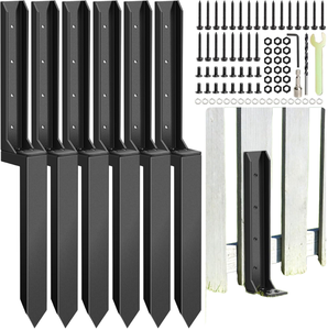 Piquet <span class=keywords><strong>de</strong></span> fixation au sol robuste en fer thermolaqué pour <span class=keywords><strong>poteau</strong></span> <span class=keywords><strong>de</strong></span> clôture, support facile <span class=keywords><strong>à</strong></span> installer, revêtement poudré pour jardin, cour et terrasse - Product Image 1
