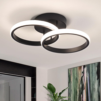 Plafonnier LED rond en acrylique de style nordique moderne JACKSUN avec finition noire 6000K pour l'éclairage de la maison, du bureau, du couloir, du balcon