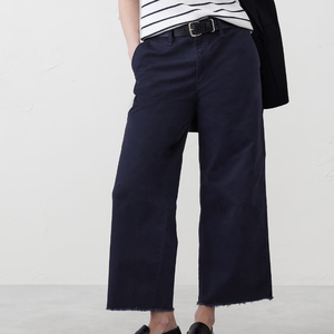 LADY 98% Organic Cotton, 2% Elastane Spandex WIDE-LEG HIGH-RISE <strong>CROPPED</strong> <strong>CHINO</strong> PANTS - Product Image 2