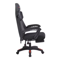 Chaise de bureau ergonomique moderne JR RACING JRMC-02BK à dossier haut inclinable en maille avec repose-pieds, base pivotante en fer, réglable en hauteur