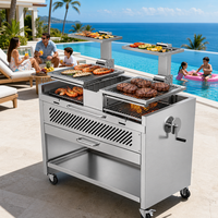 Chariot de barbecue moderne en acier inoxydable avec hauteur réglable, durable et écologique