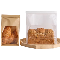 Sachet refermable à fermeture éclair, personnalisé avec logo, pour emballage de pain, sac de rangement en kraft résistant à l'humidité pour boulangerie et snacks