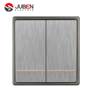 Prise murale universelle JUBEN standard 10A 250V en matériau PC, panneau gris, trou carré 86, interrupteur domestique, certifiée CE, 2 GANG - Product Image 1