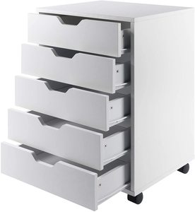 White <strong>Drawer</strong> Unit <strong>on</strong> Casters 5 <strong>Drawer</strong> Storage Office <strong>Drawer</strong> Chest Cabinet with <strong>Wheels</strong> - Product Image 1