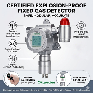 Détecteur de fuite de gaz fixe Skyeaglee - Nouveau type de moniteur de gaz en ligne pour analyseurs de gaz CH4, H2S, <span class=keywords><strong>O2</strong></span>, CO, CO2, NH3, SO2, VOC, C2H4 - Product Image 1