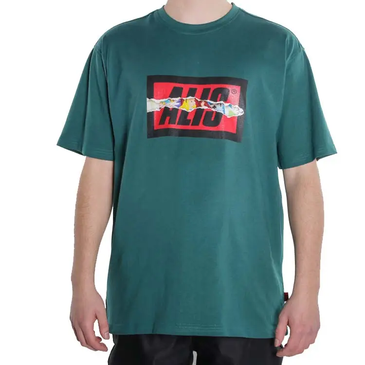 Popular New Product 100% Cotton Green Screen Print Short Sleeve T-shirt