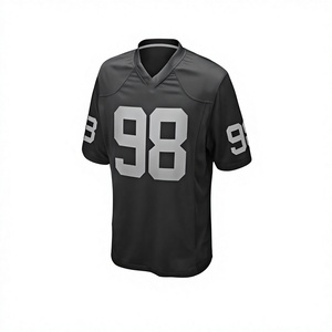 Maillot de football américain noir pour homme, numéro 98, col en V, manches courtes, polyester respirant, coupe classique, vêtements pour adultes - Product Image 2
