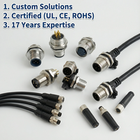 Connecteurs de capteur M12 IP67 étanches 4A 60V en nylon, type Y à trois voies, code A, 4 broches