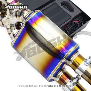 Échappement Catback de Luxe Personnalisé pour Porsche 911 997.1 Turbo 3.6T 2004-2007 Boska Racing en Titane Poli Miroir avec Valve - Product Image 4