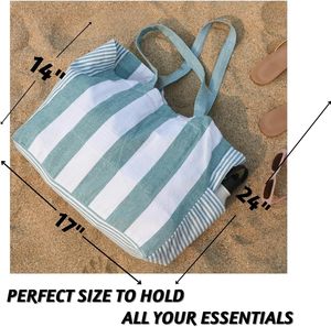 17 Inch <strong>Beach</strong> <strong>Bag</strong> <strong>for</strong> Women 100% Cotton <strong>Beach</strong> Tote <strong>Bag</strong> With Zipper Pocket Inside Large Woven Pool Canvas Tote <strong>Bag</strong> - Product Image 3