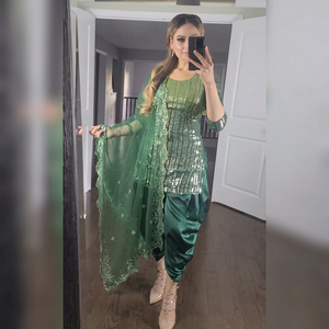 Tenue traditionnelle indienne pour femmes PinkCityBlocks, Salwar Kameez, pantalon style Dhoti, costume pakistanais, Eid Ramzan, hiver, été - Product Image 1