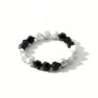 10mm Méditation Naturelle À Facettes Howlite Noir Onyx Perles Givrées Vintage Charme Bijoux De Mode DIY Stretch Protection Bracelet