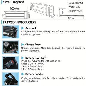 Batterie au lithium OEM 36V 250W pour vélo électrique, chariot de golf, chargeur 20A 2A, design poisson argenté, 13Ah/17.5Ah, étanche - Product Image 2