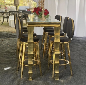 Tabourets de bar de mariage en métal <span class=keywords><strong>doré</strong></span> de luxe avec coussin de siège - Product Image 3