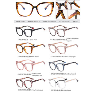 Cat Eye Frame Shape <span class=keywords><strong>Computer</strong></span> brille Hochwertige Anti Blue Light Transparente Leopard Damen brille Classic Style Brille - Product Image 3