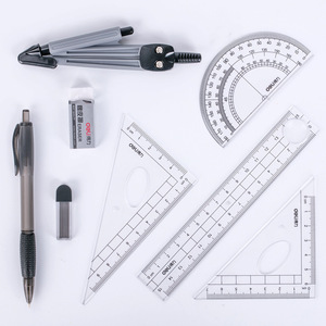 Juego de dibujo para estudiantes Deli, 8 piezas, compás, regla, calibrador, herramientas matemáticas para exámenes escolares, artículos de papelería - Product Image 2