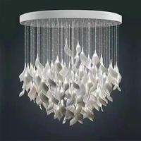Lustre moderne en céramique en spirale en forme de feuille, luminaire suspendu personnalisé pour villa, escalier, hall d'hôtel, décoration de luxe