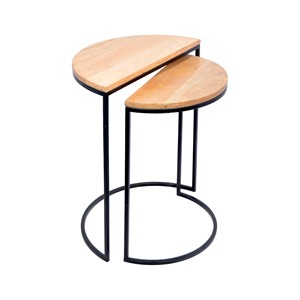 <b>Set</b> of 2 Modern Iron <b>Side</b> <b>table</b> Home Living Room Furniture <b>Side</b> <b>Table</b> in Wood Coffee <b>Table</b> With Metal Frame - Product Image 4