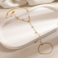 Ensemble de bijoux tendance SUMMLY : collier et bracelet double couche en mini-zircon et perles, plaqué or 18 carats, chaîne délicate en acier inoxydable