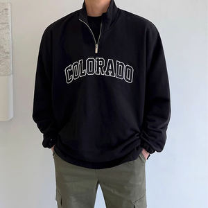 Maglione con Zip quarto di spugna Pullover Oversize mezza Zip con cappuccio da uomo con Logo personalizzato mezza cerniera <span class=keywords><strong>Polar</strong></span> all'ingrosso felpa stampata - Product Image 6