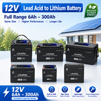 Batterie LiFePO4 12,8 V 6 Ah-300 Ah, remplacement de la batterie au plomb-acide, batterie au lithium avec BMS intégré 4S4P pour camping-car, camping, stockage d'énergie solaire
