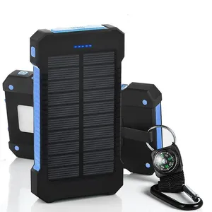 2021 Baru Tahan Air Solar Power Bank 20000Mah Dual USB Li-Polymer Baterai Solar Charger Perjalanan Powerbank untuk Semua telepon