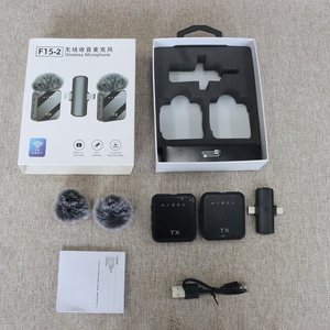 F15-2 F11-2 Factory Wholesale <b>Wireless</b> Lavalier <b>Microphone</b> Dual Mic 3 in 1 Receiver Noise Cancelling Vlog Recording Mic - Product Image 2