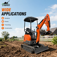 Mini-excavatrice de qualité ISO LAWNIO 18L avec capot, valve de détection de charge, chenilles en caoutchouc, pour travaux de construction, agricoles et de cour