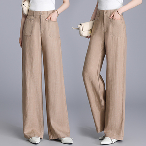 Nouveautés 2026 – Pantalons amples à jambes larges pour <span class=keywords><strong>femme</strong></span>, en <span class=keywords><strong>lin</strong></span> multicolore, haute qualité, pour l'été – Fournisseurs de vêtements d'été - Product Image 5