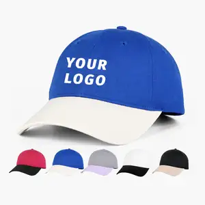 Boné de beisebol com logotipo bordado personalizado, chapéu de pai de dois tons de algodão com borda curva de 6 painéis, novo estilo, atacado