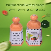 Râpe à légumes manuelle à 6 faces en acier inoxydable avec manche imitation bois, lavable au lave-vaisselle, écologique, vente en gros