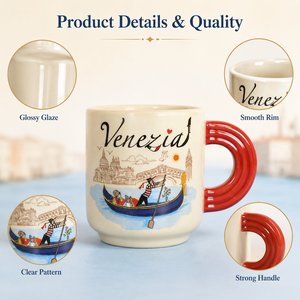 Tazza in Ceramica Souvenir di Viaggio Europa, Tazza da Caffè in Porcellana con Manico a Forma Speciale di <span class=keywords><strong>Venezia</strong></span>, Italia, Personalizzabile con Monumenti, OEM ODM, Ingrosso - Product Image 4