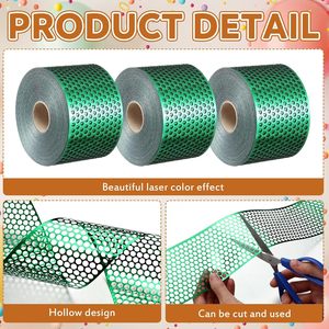 Ruban Nid d'Abeille Vert Métallisé Perforé en Plastique de 3,25 Pouces de Large pour Artisanat DIY et Décoration de Fête - Product Image 5