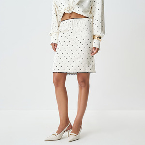 High Waist Polka Dot Midi <b>Skirt</b> Chiffon Women's <b>Skirt</b> With Micro <b>Elasticity</b> For Straight Cylindrical Body Type - Product Image 2