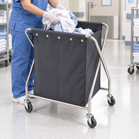 Chariot pour articles sales de l'hôpital, avec roulettes pivotantes et grand sac pour la manutention et le transfert du linge usagé