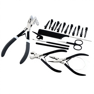 Kit d'outils professionnels en acier inoxydable pour extensions de cheveux humains : mini-ciseaux à fil, pince à micro-perles, pince à volume - Product Image 1