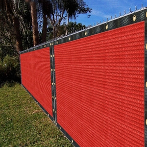 Écran d'intimité rouge 150 g/m² 100 % HDPE avec œillets en aluminium 4'x25' pour espaces publics extérieurs et filet de cloisonnement de chantier - Product Image 1