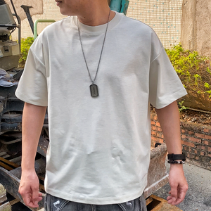 T-shirt da <span class=keywords><strong>uomo</strong></span> oversize di alta qualità in cotone slub morbido, alla moda, streetwear, casual, ampio, estivo e fresco - Produttori di <span class=keywords><strong>abbigliamento</strong></span> - Product Image 4