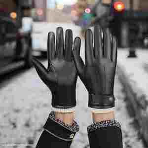 <span class=keywords><strong>Gants</strong></span> habillés chauds en cuir cachemire pour hommes <span class=keywords><strong>Gants</strong></span> d'<span class=keywords><strong>hiver</strong></span> à écran tactile Style imprimé Fête quotidienne Usage décontracté Cadeau parfait pour papa - Product Image 5