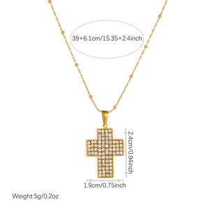 <b>Cross</b> Necklace Gold Plated Stainless Steel Diamond Encrusted <b>Cross</b> Pendant Clavicle <b>Chain</b> Women's Jewelry Gift Daily Wear - Product Image 4