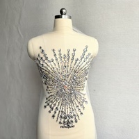 Appliques en strass ZSY faites à la main, ornées de perles en résine et de cristaux, avec tissu en maille, pour robe de mariée