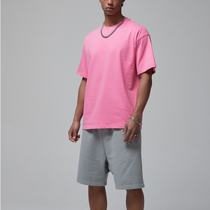 T-shirt uni personnalisé de luxe, T-shirt imprimé avec logo, col montant, T-shirt uni oversize pour homme - Product Image 5