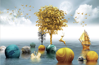 Moderne 3D 8D imperméable canapé mur fond tissu écologique salon paysage peinture pour murs