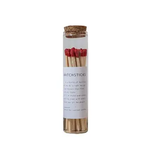 Şişe mum yılında 3 inç ahşap Matchsticks özel etiket aromaterapi yeni özel renkli maç cam kavanoz şişe Matche sopa